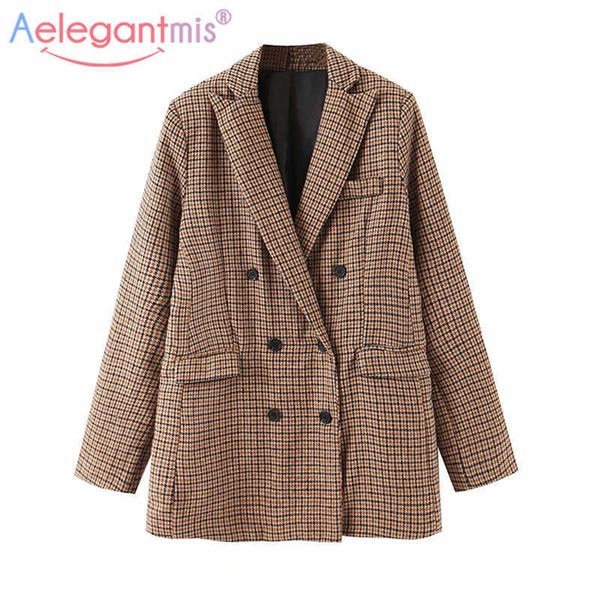 

aelegantmis casual oversized office lady houndstooth blazer women korean high street ol fashion female colorful outwear 210607, White