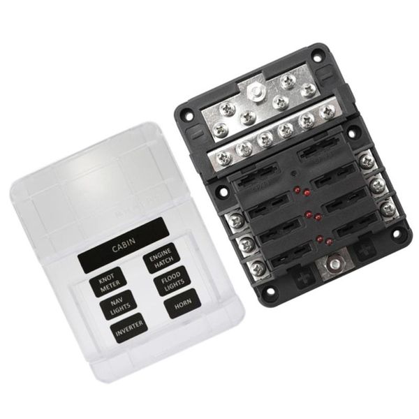 

interior decorations led indicators car accessories modular design 32v 100a 6 way fuse block holder and 12 negative bus bar (black)