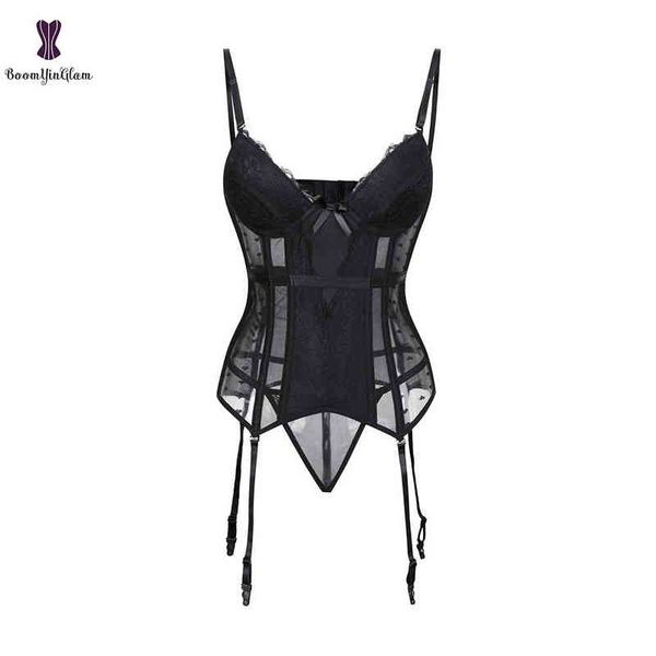 

nxy set women plus size lingerie waist training overbust bustier padded cups stretch lace corset with thong garter 1203, Red;black