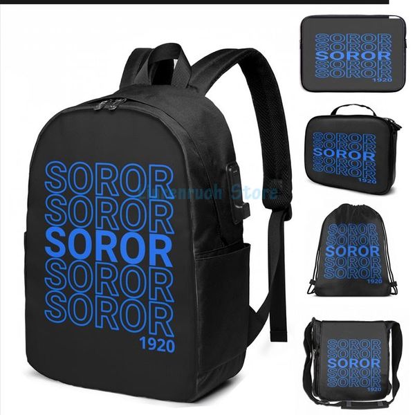 

funny graphic print soror 1920 usb charge backpack men school bags women bag travel laptop