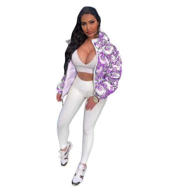 

Women's Down & Parkas Women fall winter clothing print letter sexy club Jacket outerwear zipper Cardigan Warm thicken hooded Cotto, Black