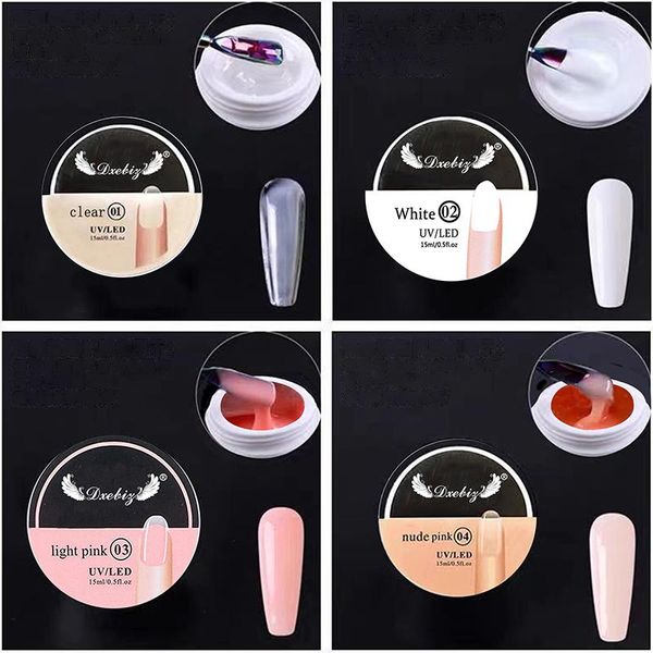 

nail gel 15ml extension acrylic white clear quick for nails finger prolong form tips manicure art uv, Red;pink