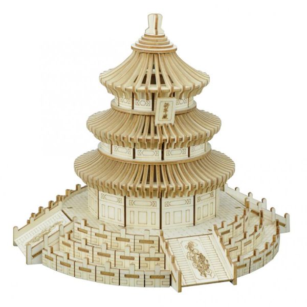 Modellhaus-Bausätze, beliebtes 3D-Puzzle zum Gehirnaufbau, Holz-Peking-Himmelstempel-Modell, Bauanleitung, DIY für Kinder, Lernspielzeug