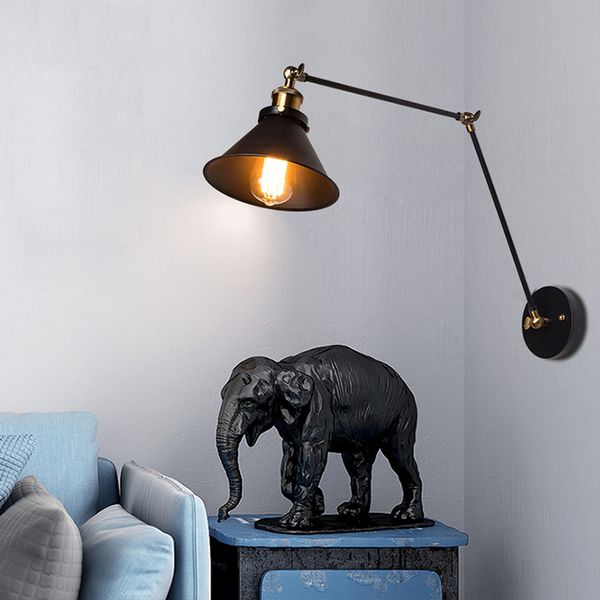 

loft industrial adjustable long swing arm wall lamp fixture vintage edison bulb wandlamp lamparas de pared lights lampen sconce bathroom mir