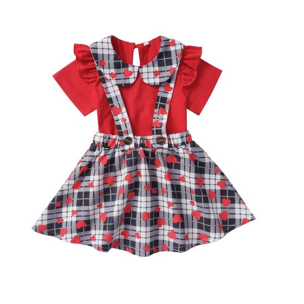 

clothing sets baby girls valentine's day love strap dress set, White