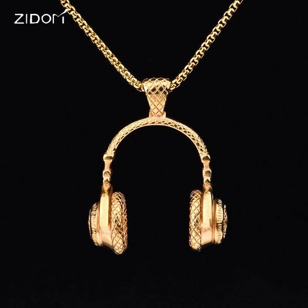 

pendant necklaces hip hop jewelry men necklace stainless steel cool music headphone 2021 fashion gifts accessories, Silver