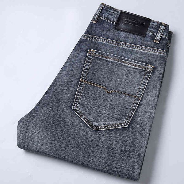 

jean straight lets cotton strain denim thin 2021 spring summer business large light size jeans 4244, Blue