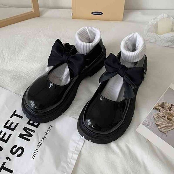 

dress shoes summer mary janes detachable butterfly-knot zapatillas mujer solid japanese style lolita shoes daily female 3mdf, Black