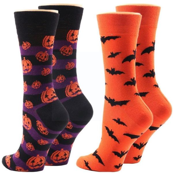 

men's socks 2021 cartoon halloween with skulls and alien funny cotton women winter for autumn men y0v0, Black