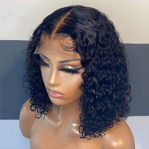 

lace wigs preplucked jet black kinky curly front wig t-part glueless with baby hair brazilian human for all women, Black;brown