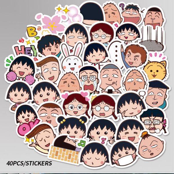 

40 pcs cherry maruko graffiti waterproof skateboard travel suitcase phone lapluggage stickers cute kids girl toys