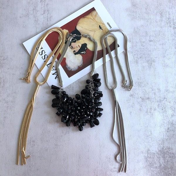 

chains gold silver copper chain necklace tassel resin bead pendant