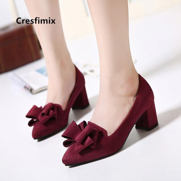 

dress shoes cresfimix women fashion sweet spring comfort navy blue bow tie high heel ladies classic wine red office pumps c5750, Black