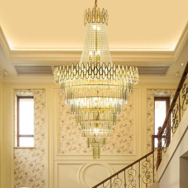 

stairs gold crystal chandelier lighting home decor lamp candle modern led lights living dining room chandeliers