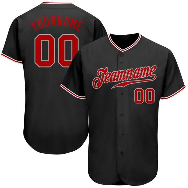 

custom black red-gray authentic baseball jersey, Blue;black