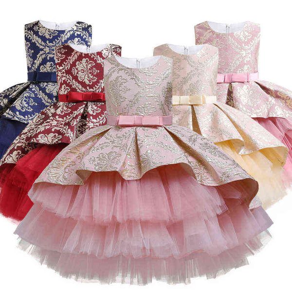 

2021 summer baby girl infantil lace princess tutu dress kids dresses for girls clothing retro embroidery party birthday dress g1129, Red;yellow