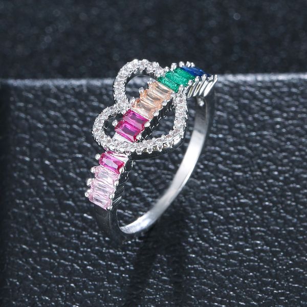 

series natural color zircon rainbow ring, Slivery;golden