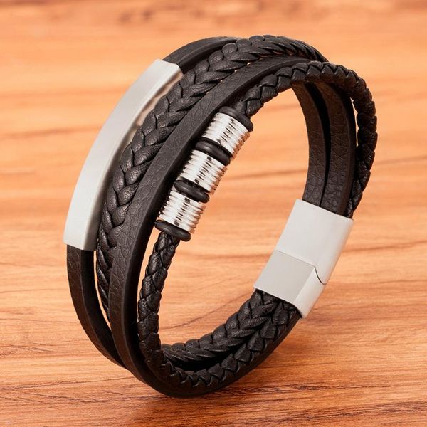 

charm bracelets 2021 style hand-woven multi-layer combination accessory stainless steel men's leather bracelet classic gift big sale, Golden;silver