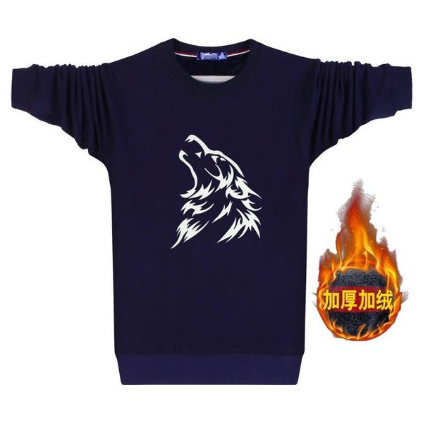 

men's hoodies & sweatshirts 2021 autumn wolf print men casual sweatshirt o-neck plus size basic pullover sport blouse winter fleece pad, Black