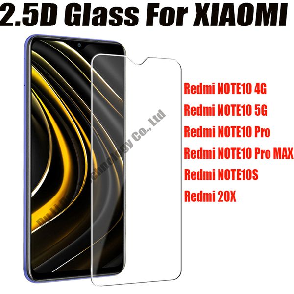 2.5D 0.33 мм Закаленное стекло телефон экран экрана защитник для Xiaomi Redmi Red Mi Note 10 NOTE10 10S PRO MAX 20X