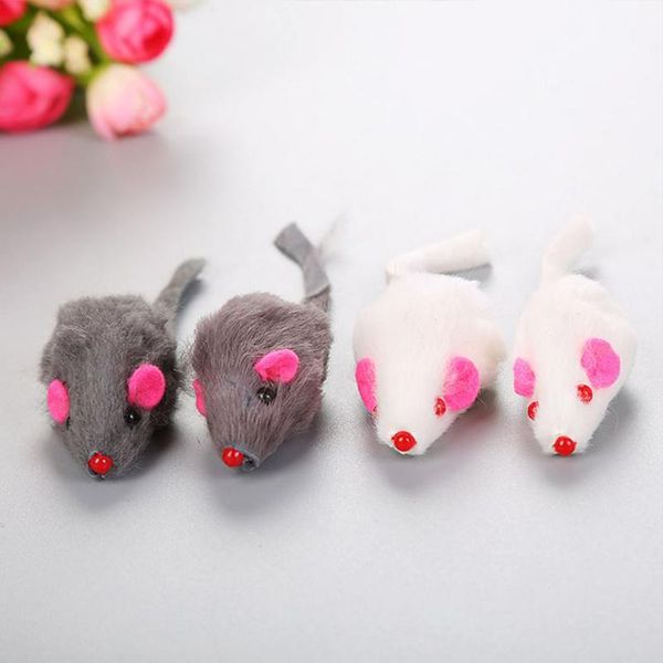 

12pcs black&white plush mouse toys cat short hair real fur pet kitty supplies