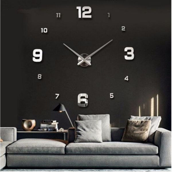 

wall clocks affordable big clock modern design diy mirror effect home decoration sticker simple style quartz living roo
