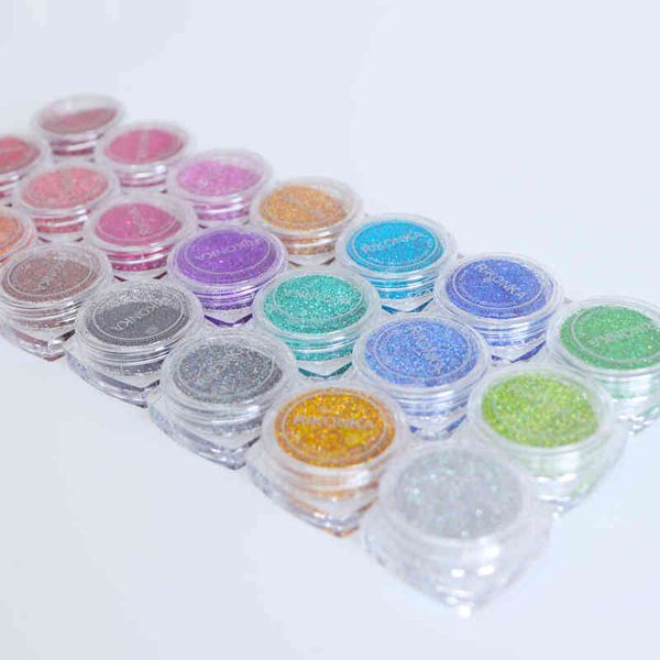 

21 colors holographic shining chrome pigment powder dust nail art accessories manicure laser glitter set, Silver;gold