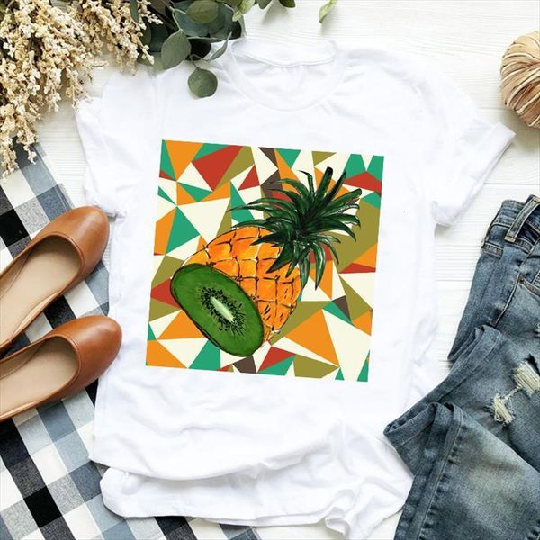 

and women lady pineapple fruit mens womens printed ladies short sleeve loose tee female graphic, White;black
