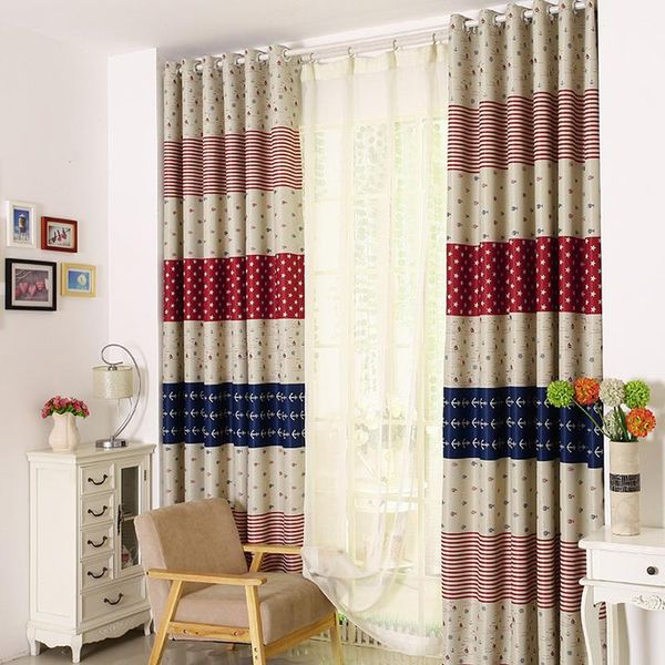 

curtain & drapes for living room children bedroom cartoon stitching small fish printing tulle voile kids windows curtains cloth