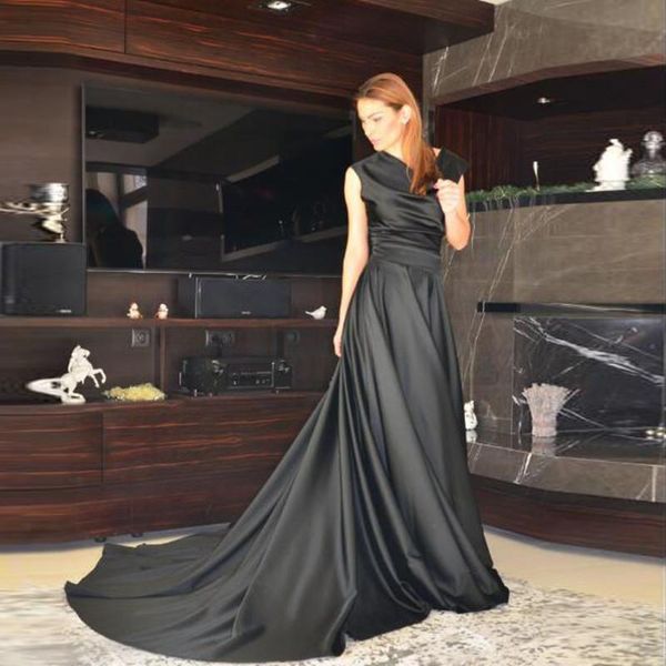 

skirts elegant black long formal skirt with train zipper style jupe femme custom fashion high waist satin maxi women party