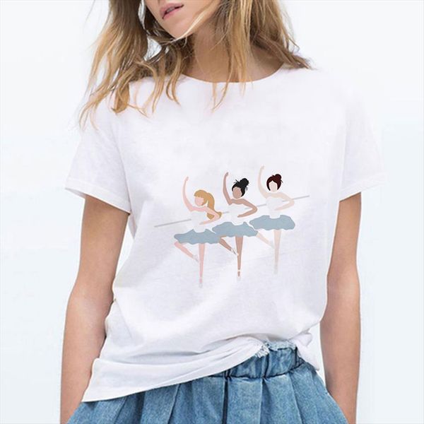 

dance girls printed harajuku casual women t shirt short sleeve cute hipster female tee clothes, White
