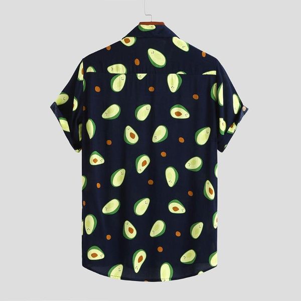 

men's casual shirts fruit print mens funny pattern turn down collar short sleeve shirt hawaii vacation blouse camisas masculinas, White;black