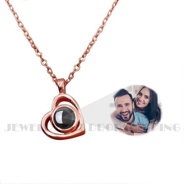 

pendant necklaces mother's day gift, po custom projection necklace, simple ordinary heart shaped lover, family memory gift, Silver