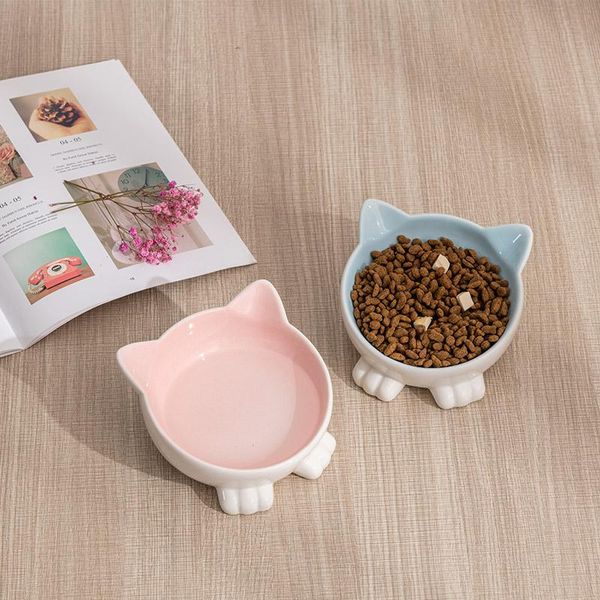 

cat ear design ceramic pet bowl puppy feeding supplies double pets drinking bowls for dog water feeder accessories & feeders