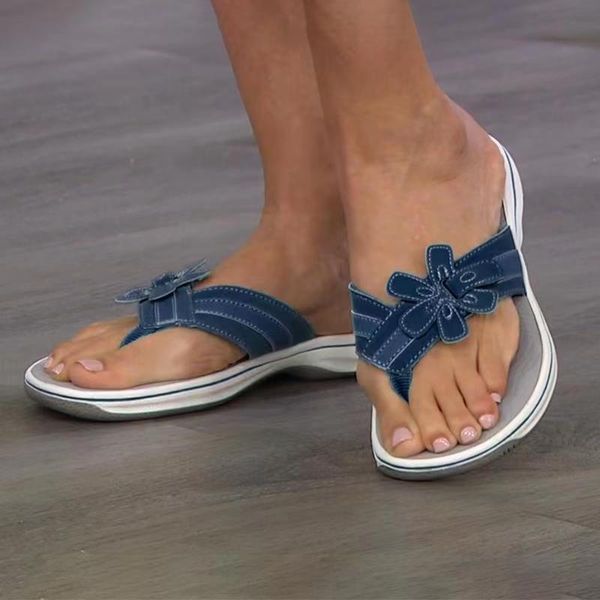 

slippers woman appliques flip flops 2021 women flower summer ladies comfort soft bottom flat female casual beach shoes plus size, Black