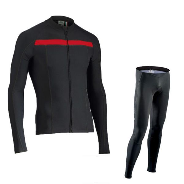 

racing sets spring and autumn warm polar fleece cycling jersey men's breathable sports suit jacket mountain bike wear bib pants set, Black;blue