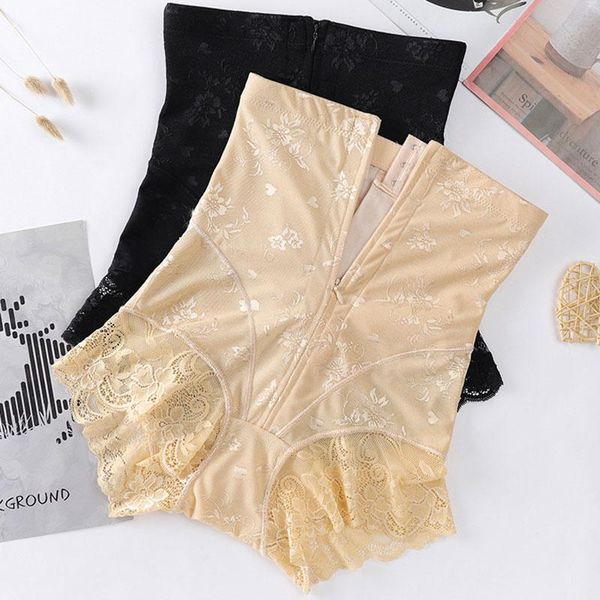 

women's shapers body shaping trainer high waist zipper tight belly trimming panties and hip lifting girdle pants, Black;white