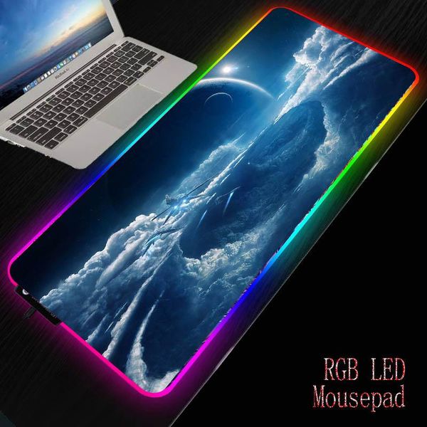 

mouse pads & wrist rests mrgrgb blue clouds gaming rgb large illumination mousepad led lighting usb keyboard colorful desk pad for pc laptop