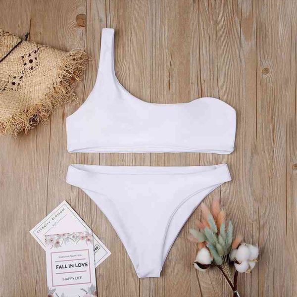 

thong one shoulder bikini push up swimwear high waist bathing suit swimming suit women biquini bikinis mujer swimsuit, White;black