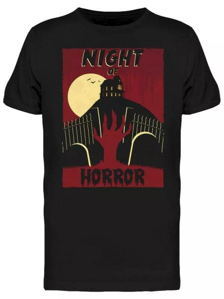 

night of horror and terror tee men's -image by shutterstock, White;black