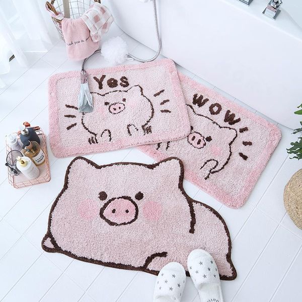 

cartoon animal cute pig creative carpet soft mat home bathroom balcony door absorbent non-slip gift bath mats