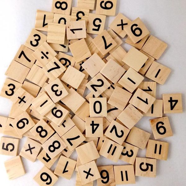 

novelty items 100 wooden scrabble games with english letters, bold letters and numbers, toys for children