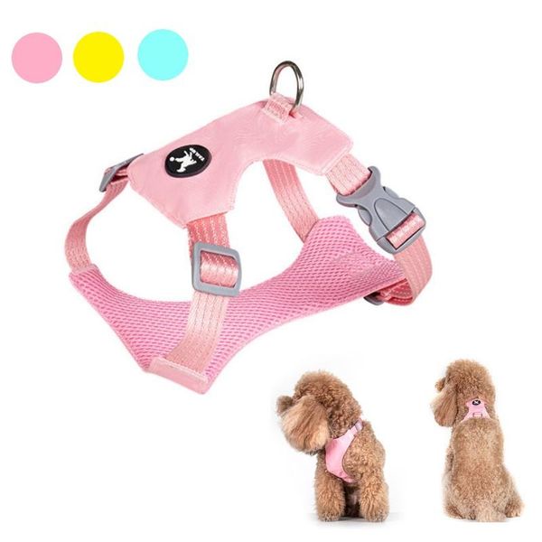 

dog collars & leashes harness and leash set adjustable pet vest for dogs cats breathable nylon mesh puppy kitten chest strap supplies
