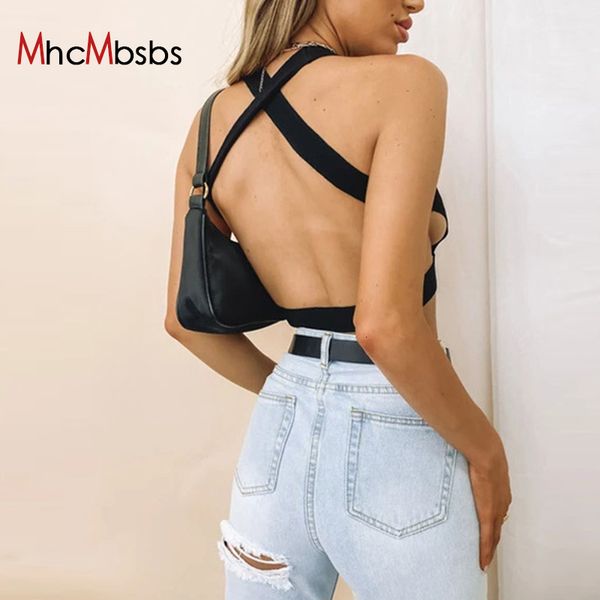 

bras backless cross bandage crop for girls summer clothes solid tank sleeveless woman y2k 2021 cropped vest zo1e, Red;black