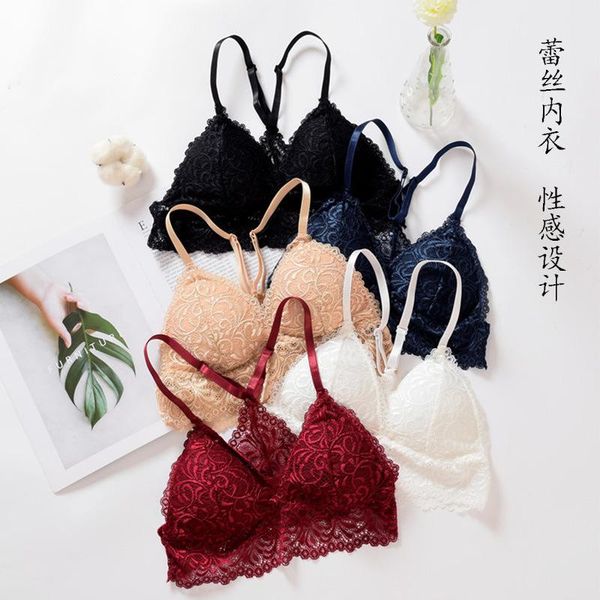 

bustiers & corsets 3d lingerie seamless sport bra triangle cup strapless push up bralette brassiere women underwear lace girl, Black;white