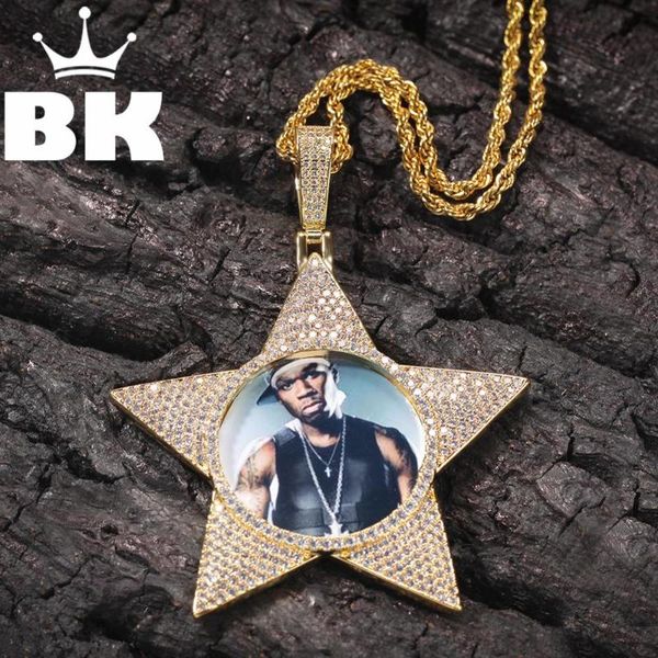 

king five-pointed star pendant diy po hip hop full iced out cubic zirconia goldplated cz stone necklaces, Silver