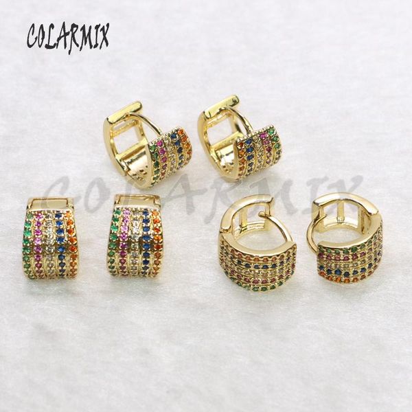

pairs stud hook earrings tiny rainbow crystal c shape zircon jewels accessories for women 5562, Golden;silver