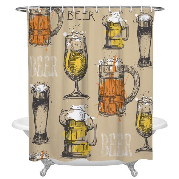 

shower curtains vintage text beer glasses bathroom curtain polyester fabric waterproof with hooks