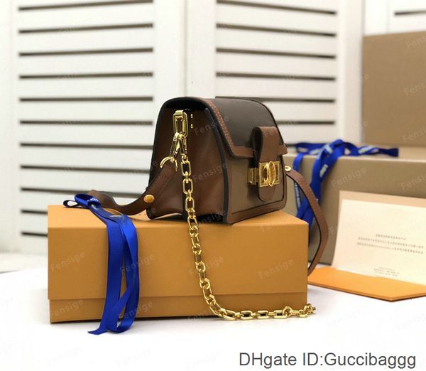 

dauphine bag womens tote brown flower weaving leather m44391 shoulder bag with chain crossbody handbags purse classic metal hasp bags