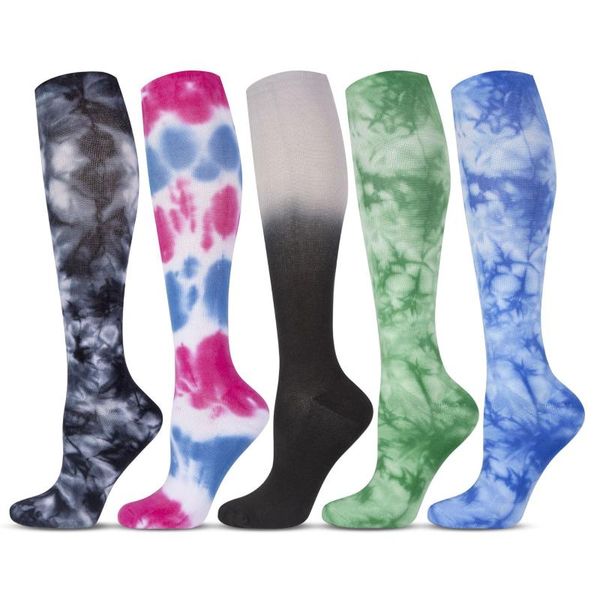 

men's socks 20-30 mmhg tie dye compression stockings men women plus size nylon relieve varicose veins harajuku, Black